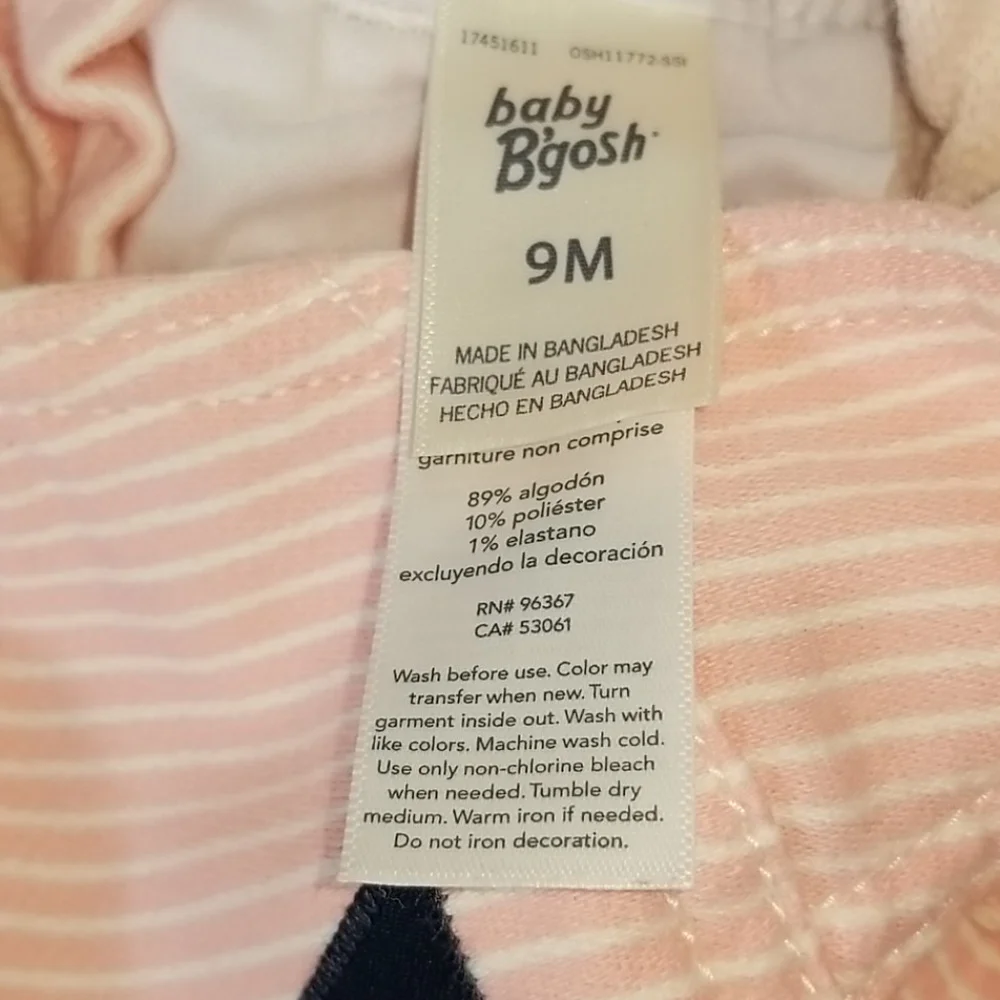 OshKosh Stretchy Pink Stripe Overalls 9M